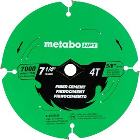 Metabo HPT Circular Saw Fiber Cement Blade, 7-1/4-Inch, 4-Tooth, Industrial High Performance Tungsten Carbide, PTFE Coating, Laser-Cut Expansion Slots, 115761M