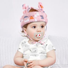 Infant Safety Helmet, Baby Crawling and Walking Helmet, Baby Head Protector for Baby No Bumps and Adjustable Cushion Breathable Infant Baby Safety Headguard, Toddler Inflatable Helmets (Pink)