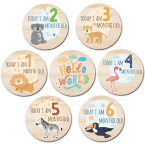 Wooden Baby Monthly Milestone Cards with Birth Announcement Sign Newborn Anniversary Cards Photography Props Baby Shower Gifts for Boys and Girls (Baby Milestone Cards)
