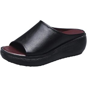 Women's Slip-On Platform Wedge High Heel Sandals Soft Lightweight Casual Open Toe Fish Mouth Summer Beach Walking Slippers