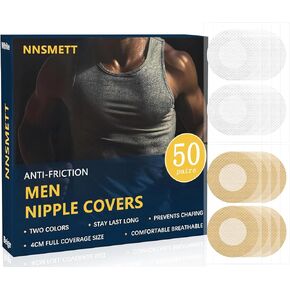 Men's Nipple Tape,Nipple Guard,50 Pairs Nipple Cover Anti Chfing Stick,Nipple Suckers,Anti-Friction Guard,Two Colors,Beige White