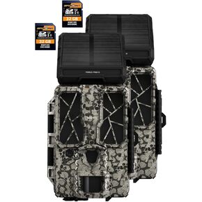 SPYPOINT Force-PRO-S Solar Trail Cameras, Solar Panel, 0.2S Trigger Speed, 90ft Flash Range, 4K/2K/1080p Video Modes, 30MP Photos, Internal Battery Supply with Backup + Two 32GB SD Cards (2PK)