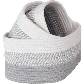 Home-Complete 3-Piece Set Small, Medium, and Large Rope Baskets for Makeup, Towel, Nursery, Office, and Classroom Storage, White and Gray