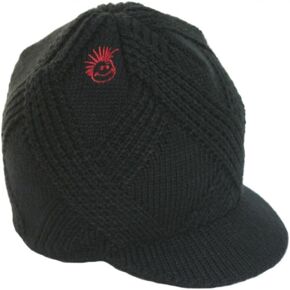 Born to Love Knuckleheads Black Boy's Baby Visor Beanie Hat with Stripes Detail