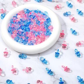 100Pcs Mini Acrylic Pacifiers, Small Pacifiers Confetti Table Scatter Decoration Baby Party Boy Girl Gender Reveal Birthday Favors Table Decor Baby Shower Game Supplies