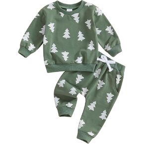Thorn Tree Toddler Boys Christmas Clothes Santa Claus Sweatshirt Elastic Waist Pants Fall Winter Outfits Set