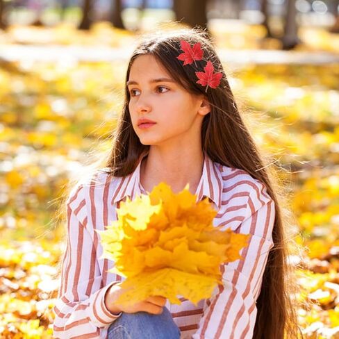 Fall Maple Hair Clips Small Maple Hair Clip Autumn Thanksgiving Alligator Clips Orange Fallen Leaf Hairpins Thanksgiving Theme, Harvest Festival Party Hair Accessories for Women Girl 6Pcs in Saudi Arabia