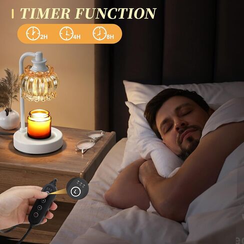 KEPMEM Candle Warmer Lamp, Dimmable Candle Lamp Warmerwith Timer, Bedroom Living Room Home Decor Wax Melt Warmer for Scented Wax with 2 Bulbs(Black) Visit The Kepmem Store in Saudi Arabia