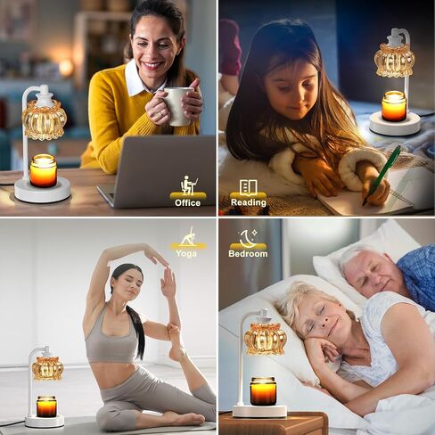 KEPMEM Candle Warmer Lamp, Dimmable Candle Lamp Warmerwith Timer, Bedroom Living Room Home Decor Wax Melt Warmer for Scented Wax with 2 Bulbs(Black) Visit The Kepmem Store in Saudi Arabia