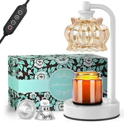 KEPMEM Candle Warmer Lamp, Dimmable Candle Lamp Warmerwith Timer, Bedroom Living Room Home Decor Wax Melt Warmer for Scented Wax with 2 Bulbs(Black) Visit The Kepmem Store in Saudi Arabia