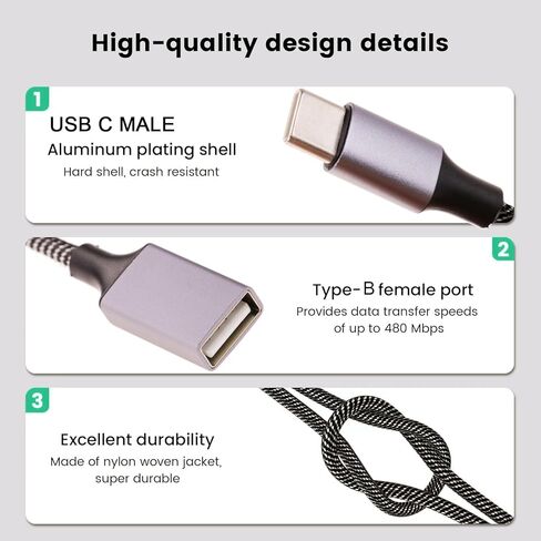 USB A Splitter(10 inch long),USB A Splitter 1 in 3 out,USB A Male to 3 Female USB Y Splitter,USB Splitter for Charging Slow and Data Transfer for Webcam/Printer/USB Devices/Laptop Etc (Grey) in Kuwait
