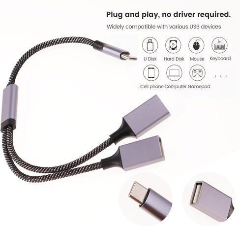 USB A Splitter(10 inch long),USB A Splitter 1 in 3 out,USB A Male to 3 Female USB Y Splitter,USB Splitter for Charging Slow and Data Transfer for Webcam/Printer/USB Devices/Laptop Etc (Grey) in Kuwait