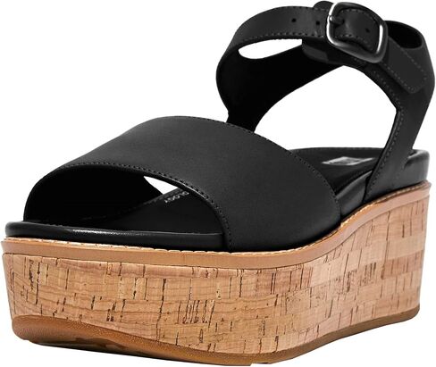 FitFlop Women's Eloise Cork-WRAP Leather Back-Strap Wedge Sandals in Saudi Arabia