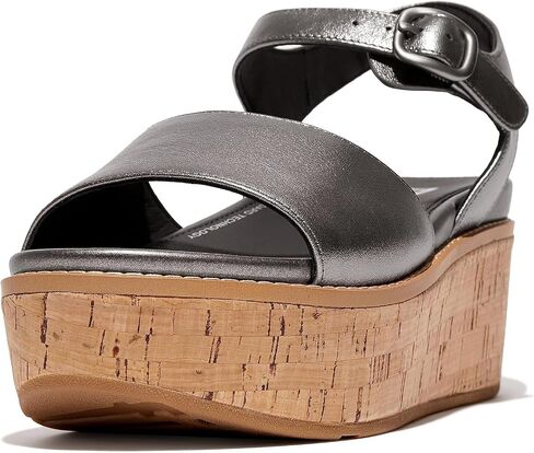 FitFlop Women's Eloise Cork-WRAP Leather Back-Strap Wedge Sandals in Saudi Arabia