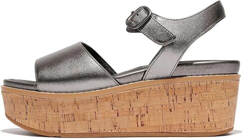 FitFlop Women's Eloise Cork-WRAP Leather Back-Strap Wedge Sandals in Saudi Arabia