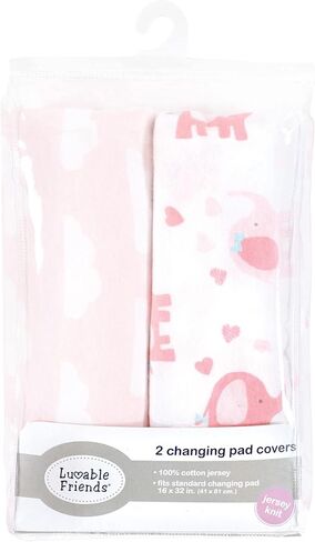 غطاء وسادة تغيير الحفاضات مناسب للأطفال من الجنسين من Luvable Friends، فيل أساسي للفتيات، مقاس واحد in Kuwait