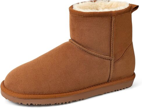 MUSSHOE Winter Boots for Women Classic Snow Boots Comfortable Cow Suede Leather Slip on Booties Fur Lined Warm Boots Waterproof in Kuwait