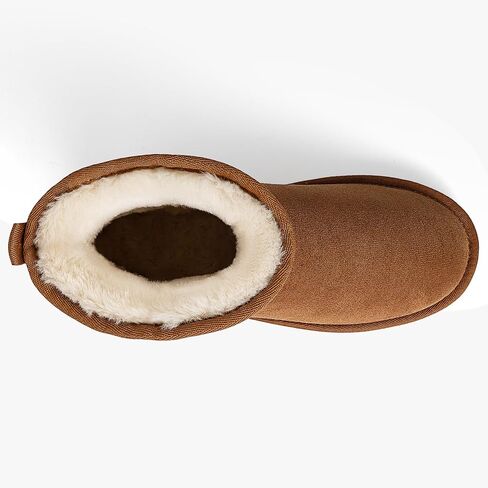 MUSSHOE Winter Boots for Women Classic Snow Boots Comfortable Cow Suede Leather Slip on Booties Fur Lined Warm Boots Waterproof in Kuwait