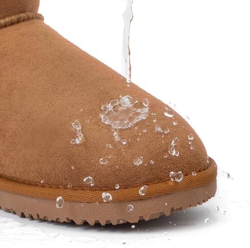 MUSSHOE Winter Boots for Women Classic Snow Boots Comfortable Cow Suede Leather Slip on Booties Fur Lined Warm Boots Waterproof in Kuwait