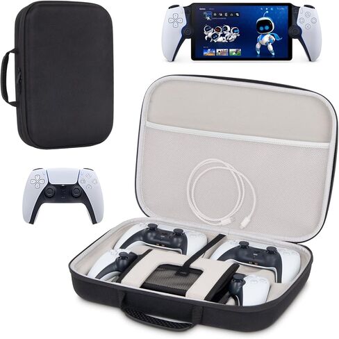 EVA Carrying Case for PS5 Portal + 2 Sony DualSense Wireless Controller,Built-in Stand Design/Shockproof Anti-Scratch in Saudi Arabia