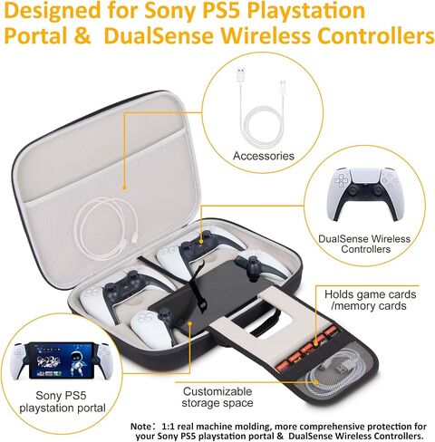 EVA Carrying Case for PS5 Portal + 2 Sony DualSense Wireless Controller,Built-in Stand Design/Shockproof Anti-Scratch in Saudi Arabia