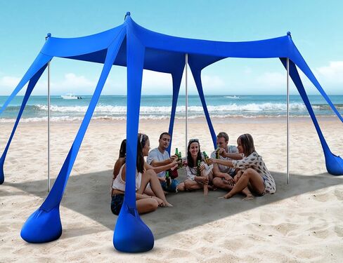 Beach Tent, Beach Canopy UPF50+ UV Protection, 10x10ft Beach Shade Sun Shelter with 8 Sandbags, Sand Shovels, Ground Peg, Stability Poles for Camping, Fishing, Picnic, Backyard Fun, Light Green in Kuwait