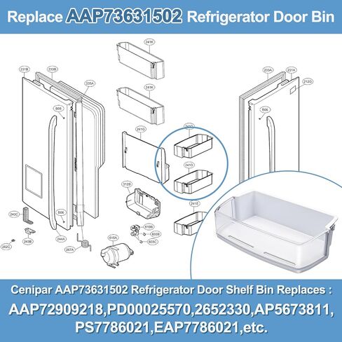 Cenipar AAP73631502 Refrigerator Door Shelf Bin Replacement,Replaces AAP72909218,2652330,AP5673811,PS7786021,EAP7786021 in Saudi Arabia
