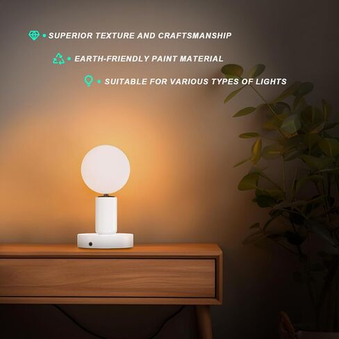 Hompavo 2 Polished Metal Desktop/Hanging Light Bulb Socket E26/E27 Lamp Base, Screw Light Bulb Extension Socket with 6 Feet Pure Copper Cord, On Off Switch Plug - Black in Saudi Arabia