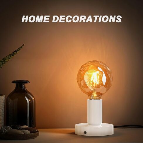 Hompavo 2 Polished Metal Desktop/Hanging Light Bulb Socket E26/E27 Lamp Base, Screw Light Bulb Extension Socket with 6 Feet Pure Copper Cord, On Off Switch Plug - Black in Saudi Arabia