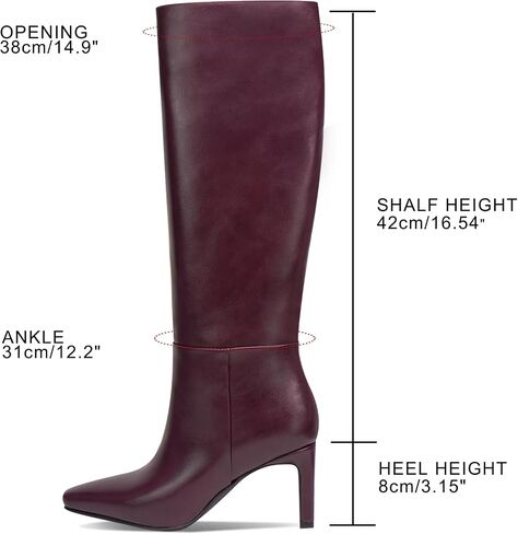Knee High Boots for Women Square Toe Chunky Heeled Long Boots High Block Heel Wide Calf Tall Booties with Side Zipper in Saudi Arabia