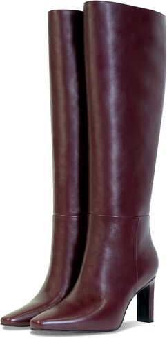 Knee High Boots for Women Square Toe Chunky Heeled Long Boots High Block Heel Wide Calf Tall Booties with Side Zipper in Saudi Arabia