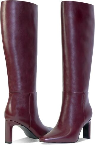 Knee High Boots for Women Square Toe Chunky Heeled Long Boots High Block Heel Wide Calf Tall Booties with Side Zipper in Saudi Arabia