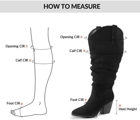 mysoft Women's Wide Calf Knee High Boots Cowgirl Low Chunky Stacked Heel Wide Width Pointed Toe Slouchy Tall Boots with Zippers in Saudi Arabia