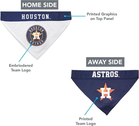 Pets First MLB Houston Astros Reversible Bandana Size XX-Large for Dogs & Cats. 2 Sided Sports Bandana,Premium Embroidery Team Logo, All MLB Teams Available in Saudi Arabia