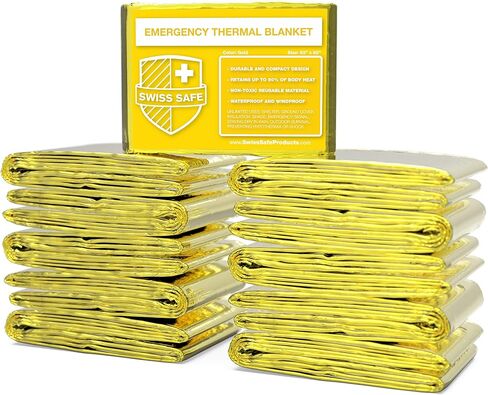 Swiss Safe Emergency Mylar Thermal Blankets + Bonus Space Blanket - Compact & Insulated for Cold Weather - Designed for NASA, Outdoor Camping, Survival, First Aid Car Kit - Woodland Camo, 4 Pack in Saudi Arabia