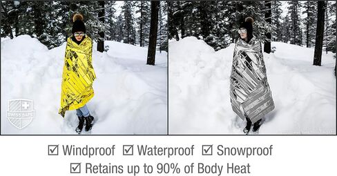 Swiss Safe Emergency Mylar Thermal Blankets + Bonus Space Blanket - Compact & Insulated for Cold Weather - Designed for NASA, Outdoor Camping, Survival, First Aid Car Kit - Woodland Camo, 4 Pack in Saudi Arabia