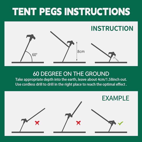 12 Pack 8" Screw in Tent Stakes for Drilling with Hex Heads - Heavy Duty Stainless Steel Tent Pegs/Nails/Spikes, Ground Anchors, Grow in Dark - for Camping, Grassland, Portable Box (Orange) in Saudi Arabia
