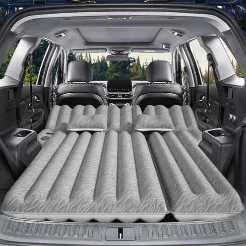 SUV Air Mattress: Inflatable Car Air Mattress for Camping, Flocking Car Bed with Air Pump & 2 Pillows, Portable Sleeping Pad Mattress for Home Car Travel Camping Orange in Saudi Arabia