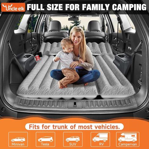 SUV Air Mattress: Inflatable Car Air Mattress for Camping, Flocking Car Bed with Air Pump & 2 Pillows, Portable Sleeping Pad Mattress for Home Car Travel Camping Orange in Saudi Arabia