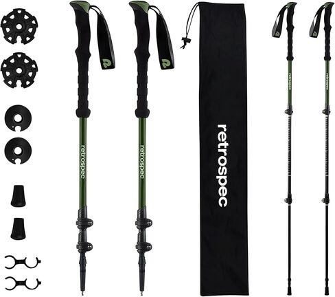 Retrospec Solstice Trekking & Ski Poles for Men & Women - Aluminum w/Cork Grip - Adjustable & Collapsible Lightweight Hiking, Walking & Skiing Sticks - Winter Mint in Kuwait
