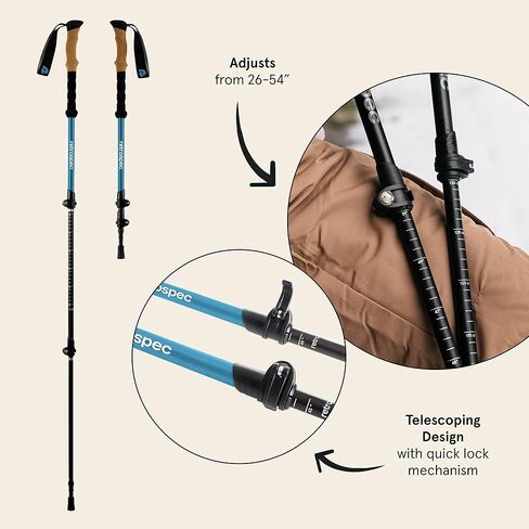 Retrospec Solstice Trekking & Ski Poles for Men & Women - Aluminum w/Cork Grip - Adjustable & Collapsible Lightweight Hiking, Walking & Skiing Sticks - Winter Mint in Kuwait