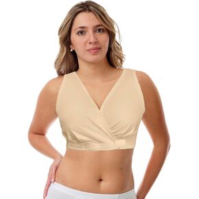 Underworks Arthritis Bra with Hook and Loop Closure - Sleep Leisure Breastfeeding Bra, 2X Beige