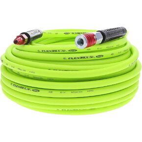 Flexzilla Air Hose with ColorConnex Industrial Type D Coupler and Plug, 1/4 in. x 100 ft., Heavy Duty, Lightweight, Hybrid, ZillaGreen - HFZ14100YW2-D