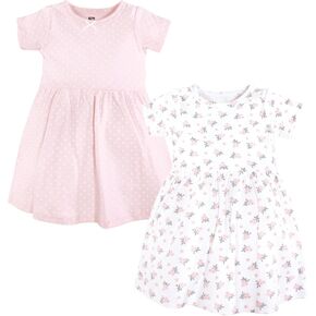 Hudson Baby Baby Girls Cotton Dresses, Tiny Pink Flower, 6-9 Months