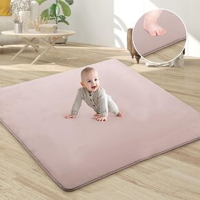 MABOZOO Baby Play Mat, 50x50 Inch Memory Foam Play Mat Velvet Baby Playmat Playpen Mat for Babies, Toddlers, Infants, Crawling Mat Baby Floor Mat with Non-Slip Bottom for Indoor, Outdoor (Grey)