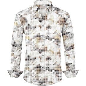 MARZXIN Men's Dress Shirts Long Sleeve Button Down Party Shirt for Men