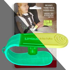 UnbuckleMe Car Seat Buckle Release Tool - New 2024 Glow in the Dark - Easy Opener Aid for Arthritis, Long Nails, Older Kids - Button pusher for infant, toddler car seats - As Seen on Shark Tank (1 Pk)
