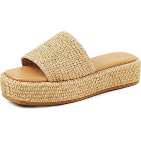 Erocalli Platform Sandals Women Cute Wedge Sandals for Women Espadrille Sandals Brown Sandals Summer Beach Raffia Sandals Comfortable Open Toe Dressy Sandals