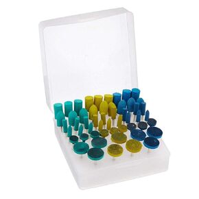 54pc Universal 1/8 Shank Rubber Polishing Bit Burr Set - Rotary Tool Assorted Shapes and Grit Accessory Tool Kit for Dremel