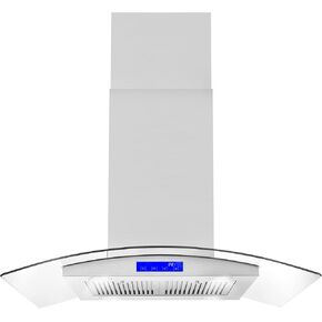 COSMO COS-63ISS90 Island Range Hood with 3-Speed Fan, 380 CFM, Permanent Filters, LED Lights, Soft Touch Controls, Ducted Kitchen Vent Hood Extractor, 36 inch, Stainless Steel